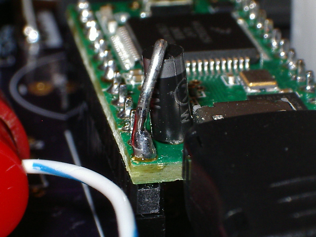 Closeup showing power supply mod Closeup showing power supply mod